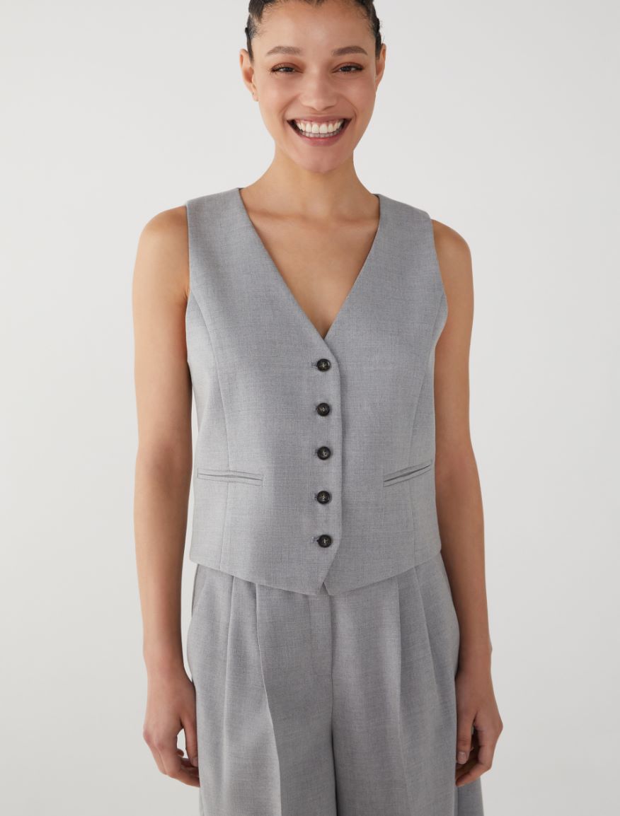 Semi-fitted gilet - MELANGE GREY - 4 - iBlues