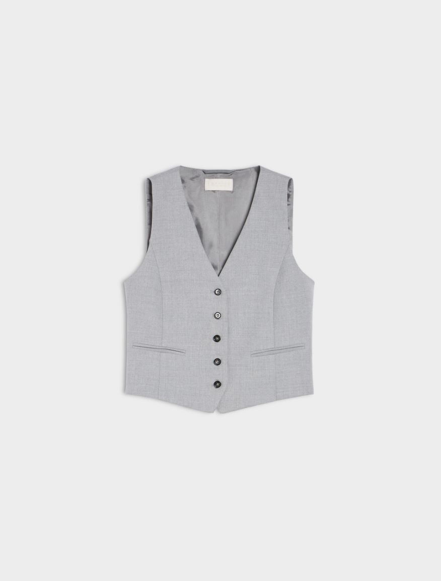 Semi-fitted gilet - MELANGE GREY - 5 - iBlues