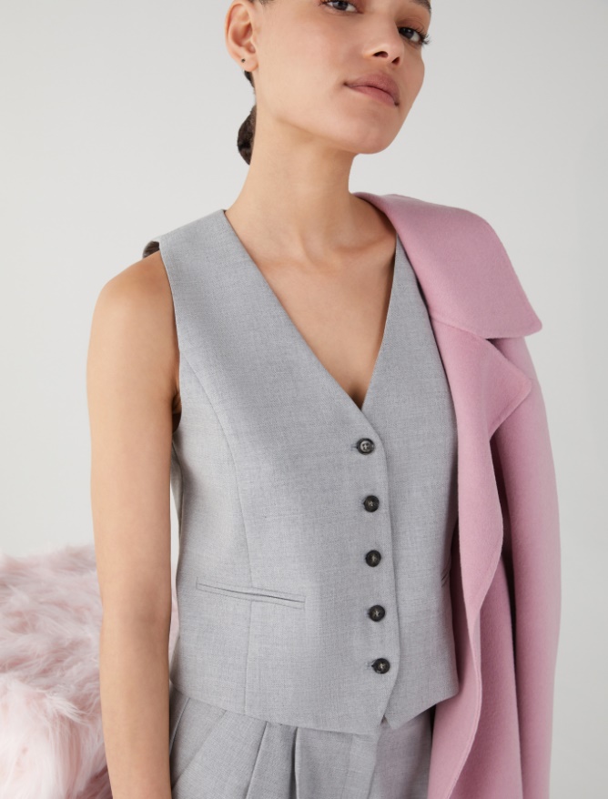 Semi-fitted gilet - MELANGE GREY - iBlues