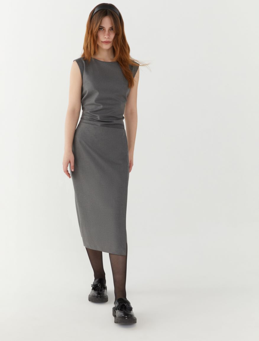 Semi-fitted dress - DARK GREY - 4 - iBlues