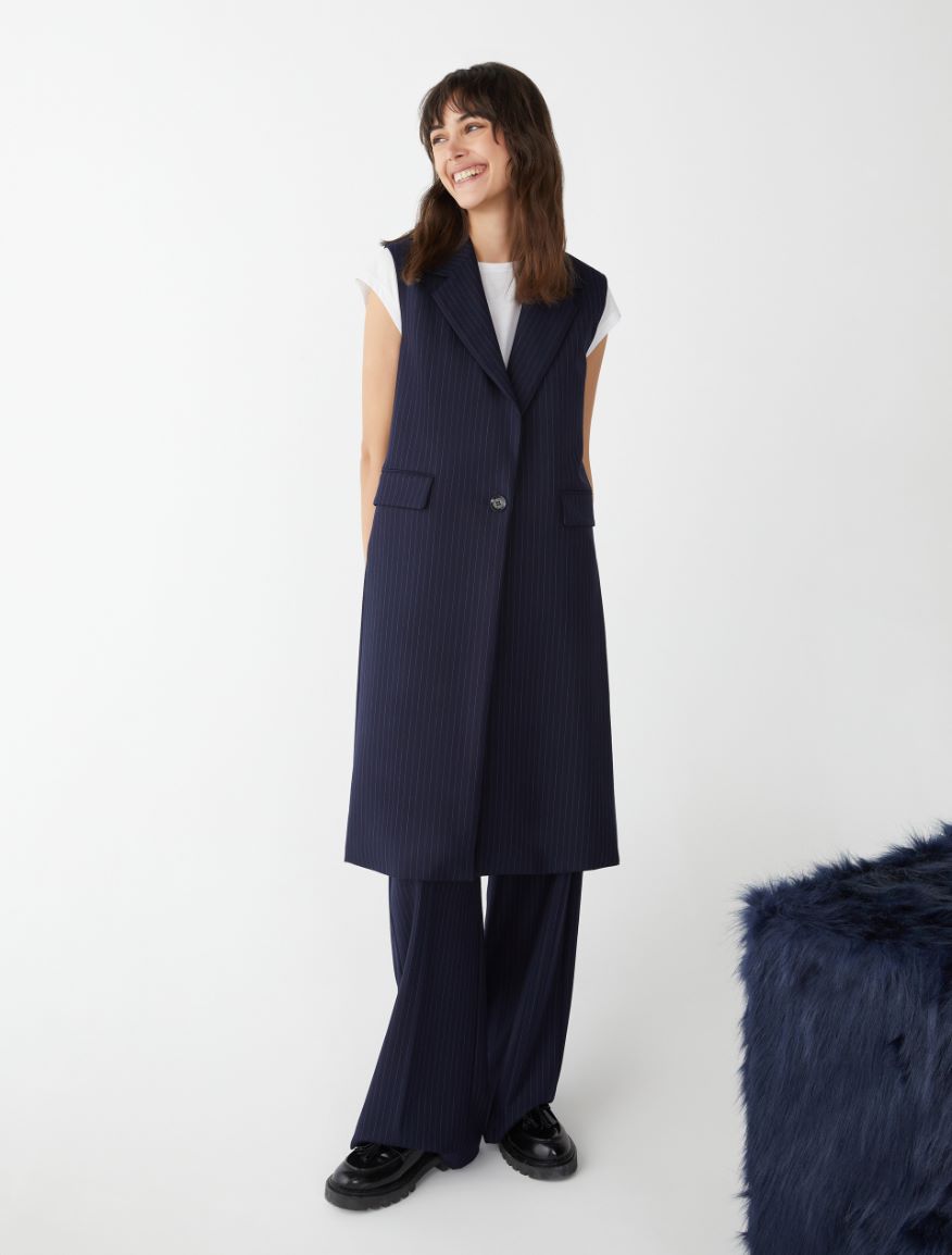 Sleeveless coat - MIDNIGHTBLUE - 4 - iBlues