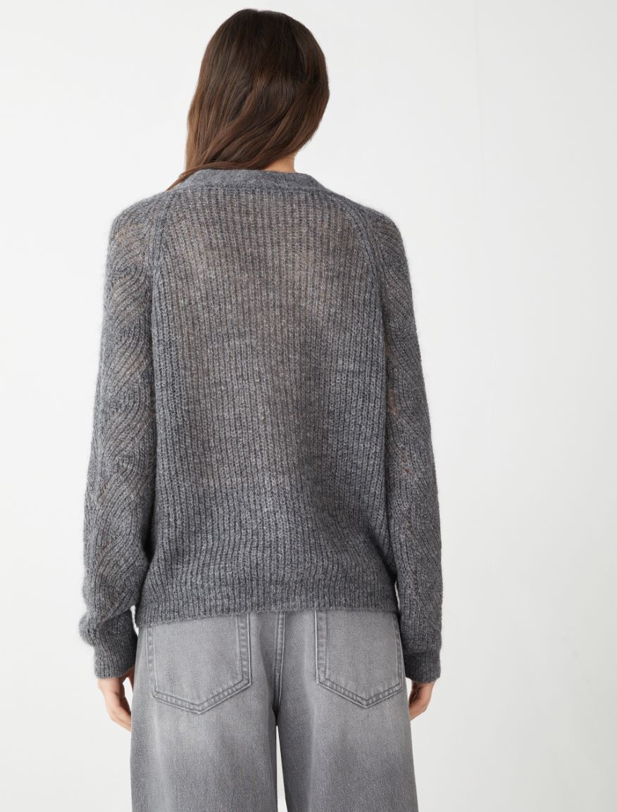 Relaxed-fit cardigan - MELANGE DARK GREY - 2 - iBlues