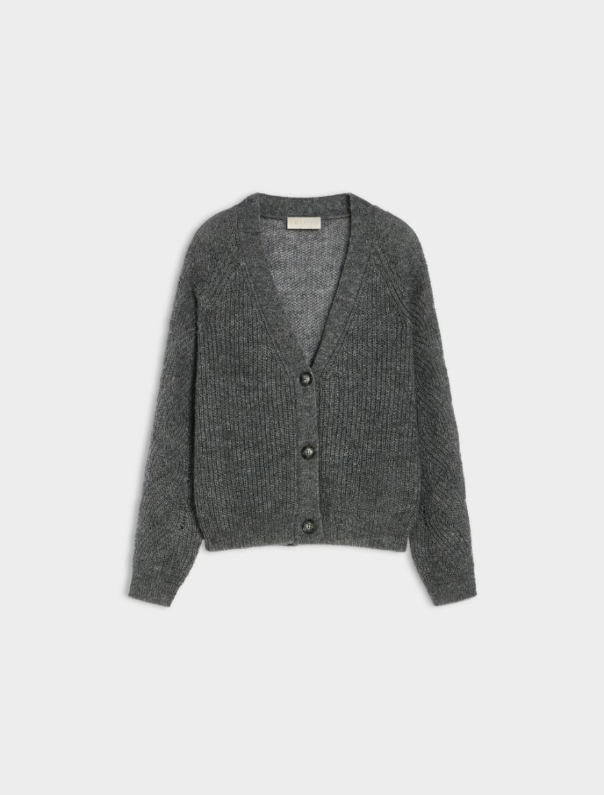 Relaxed-fit cardigan - MELANGE DARK GREY - 5 - iBlues