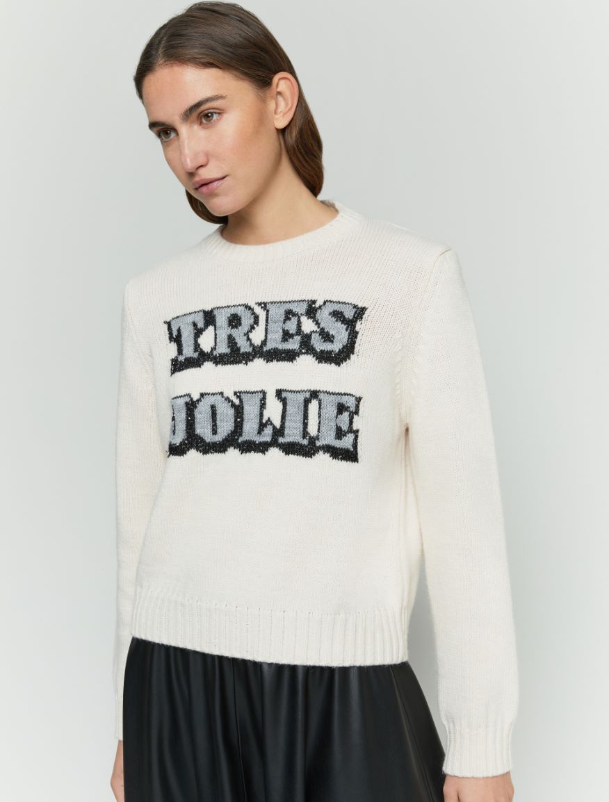 Intarsia sweater - Cream - 4 - iBlues