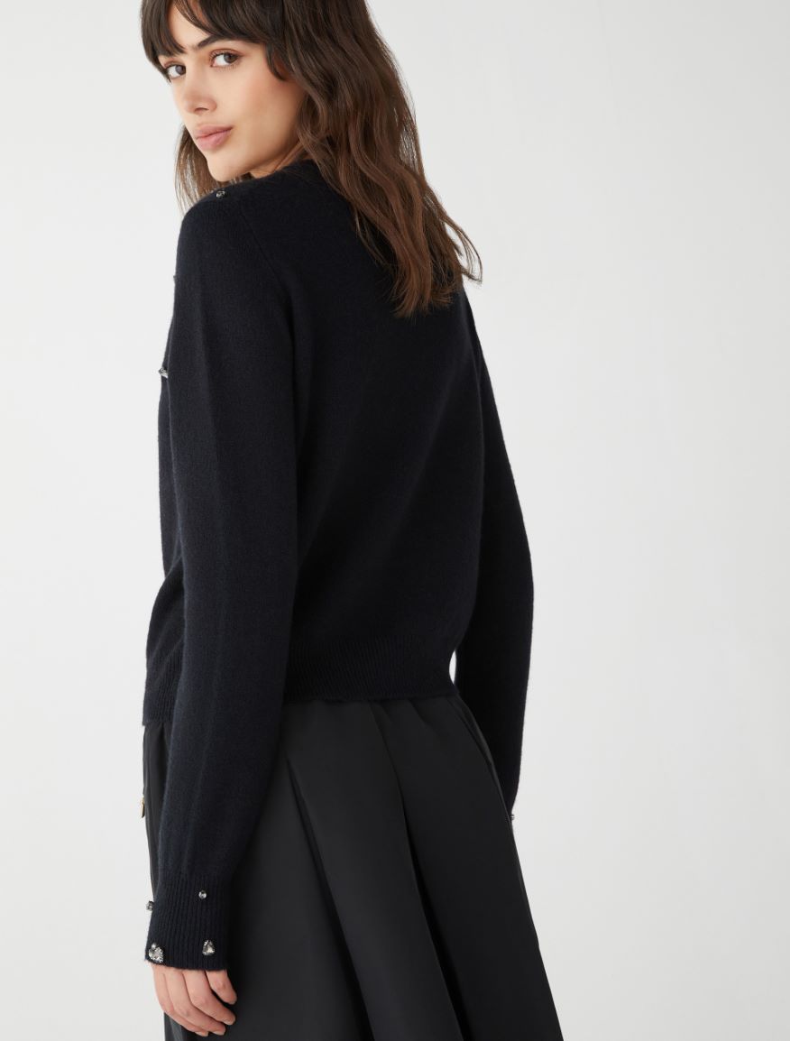 Figure-skimming sweater - BLACK - 2 - iBlues