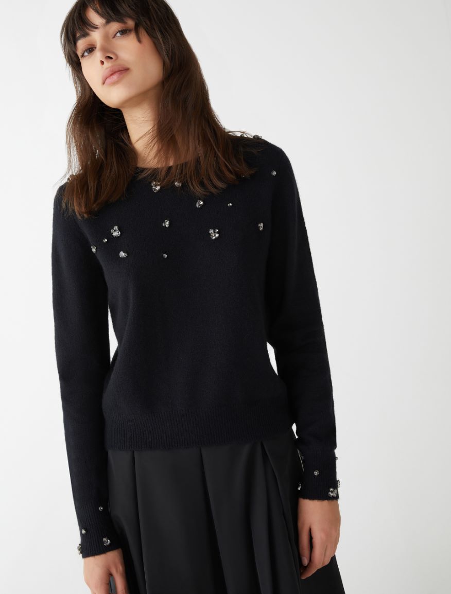 Figure-skimming sweater - BLACK - 4 - iBlues