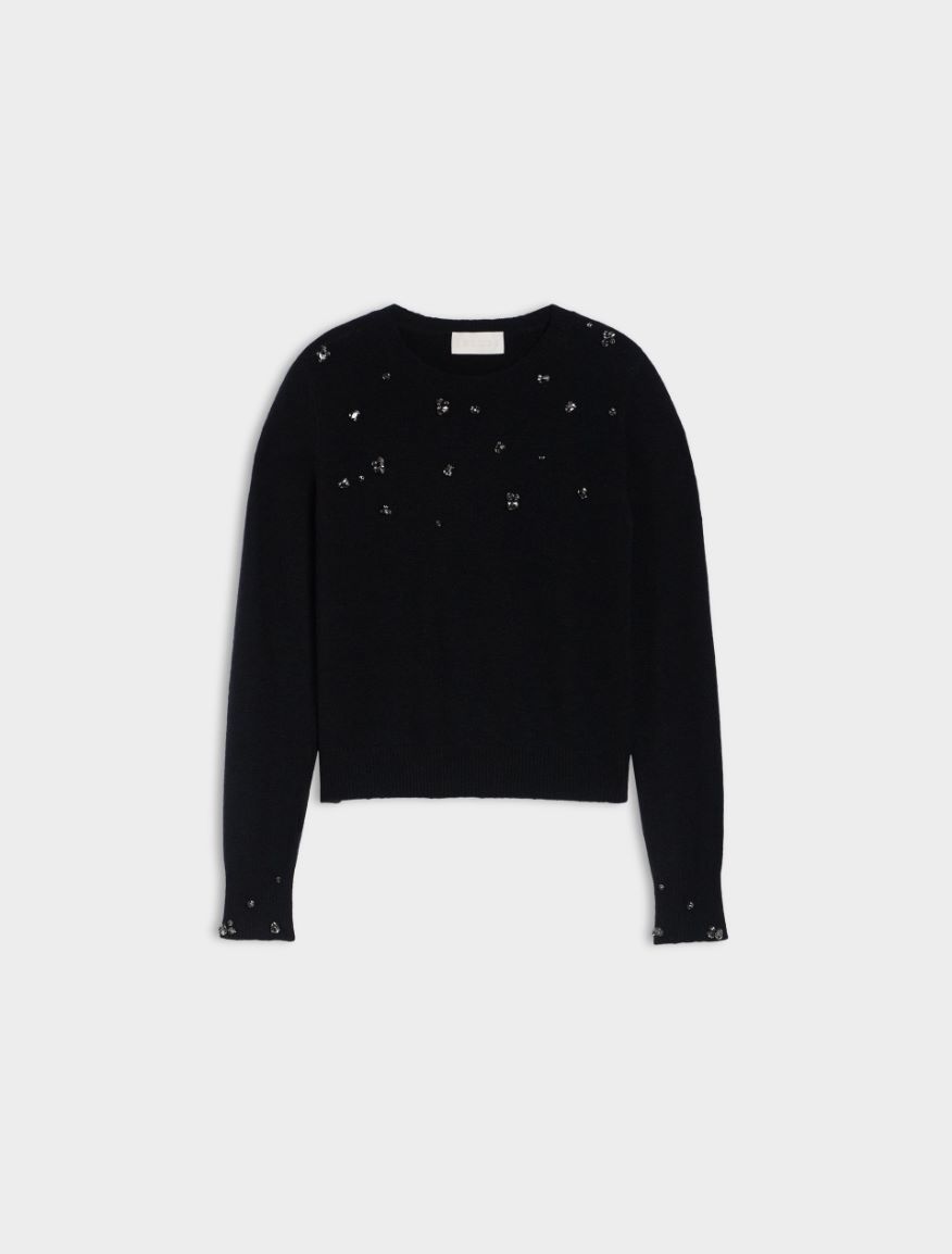 Figure-skimming sweater - BLACK - 5 - iBlues