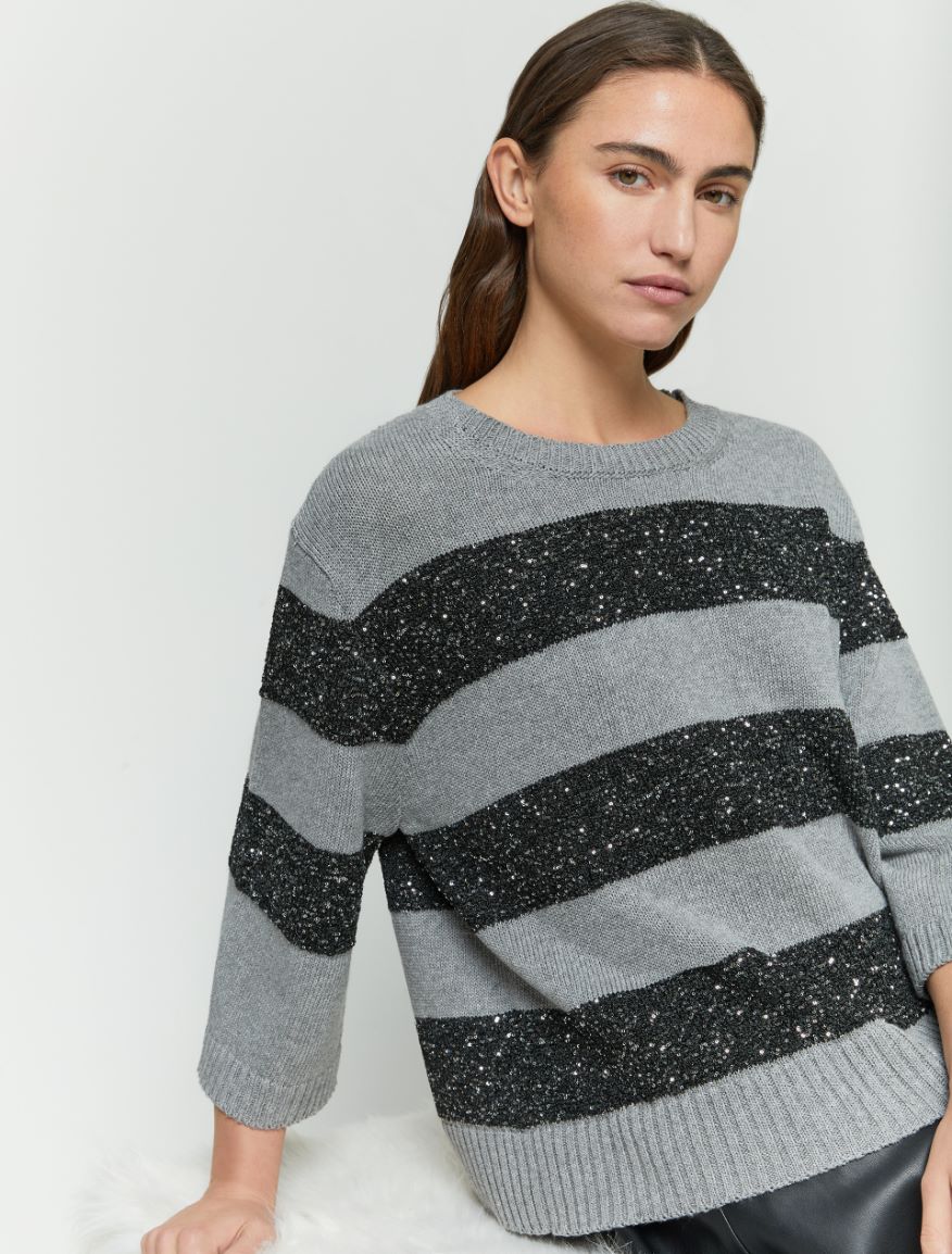 Sequinned jumper - Dark grey - 3 - iBlues