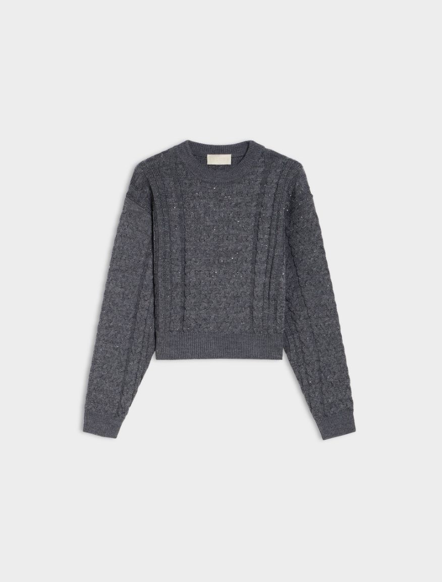 Cable-knit sweater - MELANGE GREY - 5 - iBlues