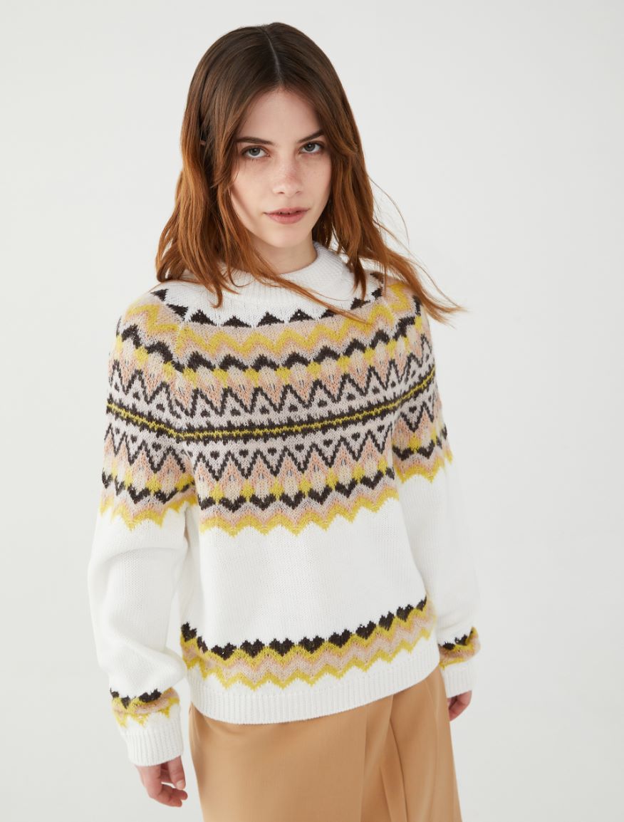 Figure-skimming sweater - WHITE - 4 - iBlues