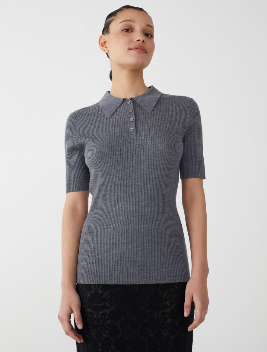 Semi-fitted sweater - MELANGE GREY - 4 - iBlues