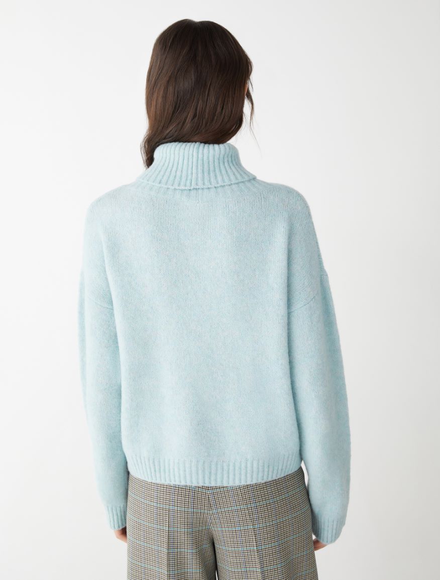 Boxy polo-neck sweater - SKY BLUE - 2 - iBlues