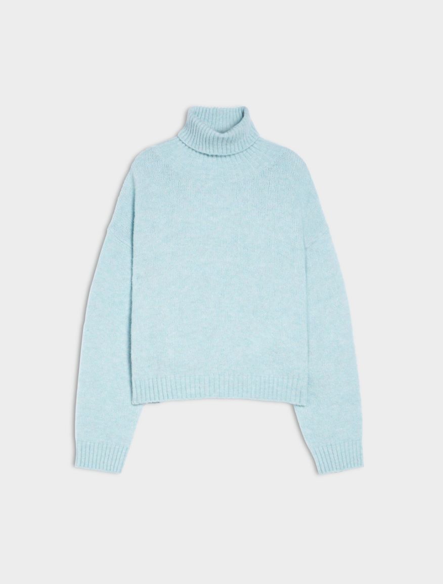 Boxy polo-neck sweater - SKY BLUE - 5 - iBlues