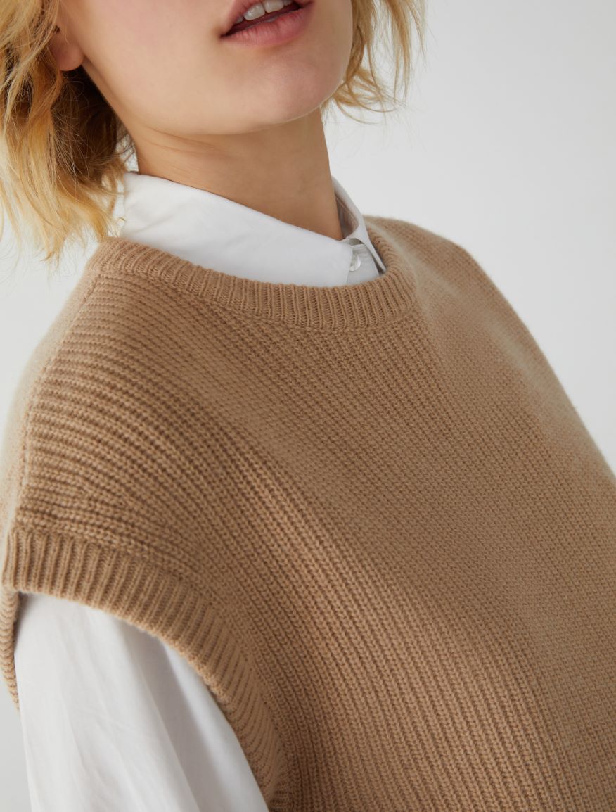 Sleeveless sweater - CAMEL - 3 - iBlues