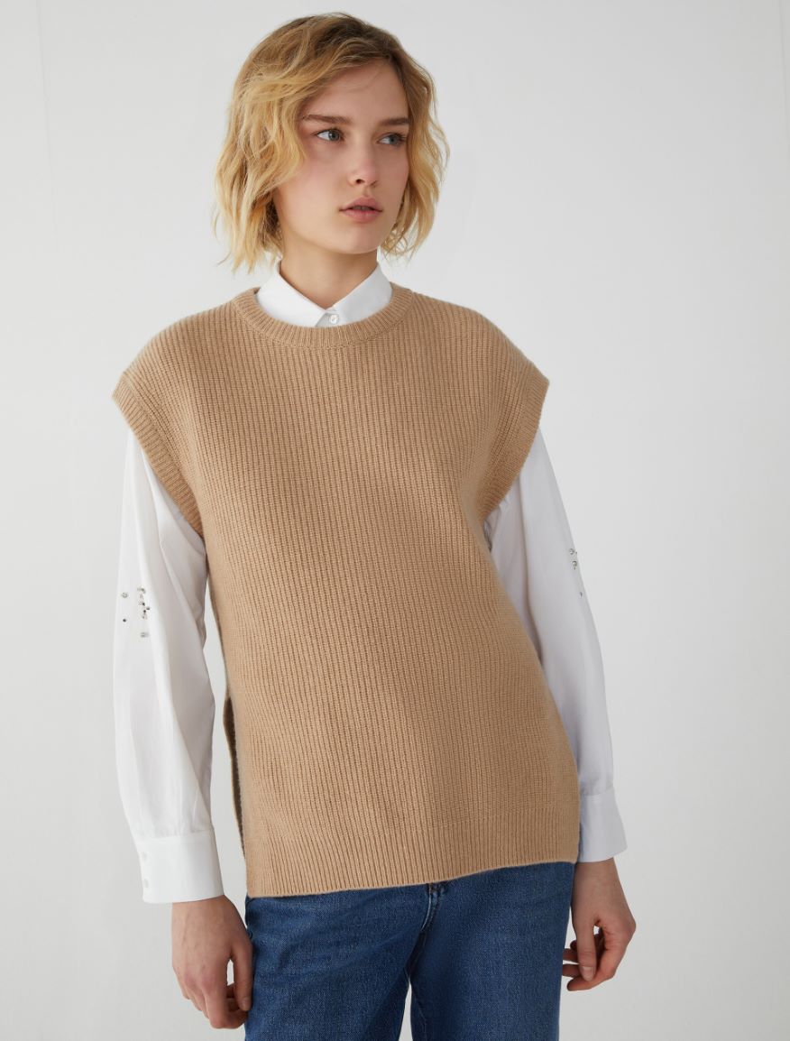 Sleeveless sweater - CAMEL - 4 - iBlues