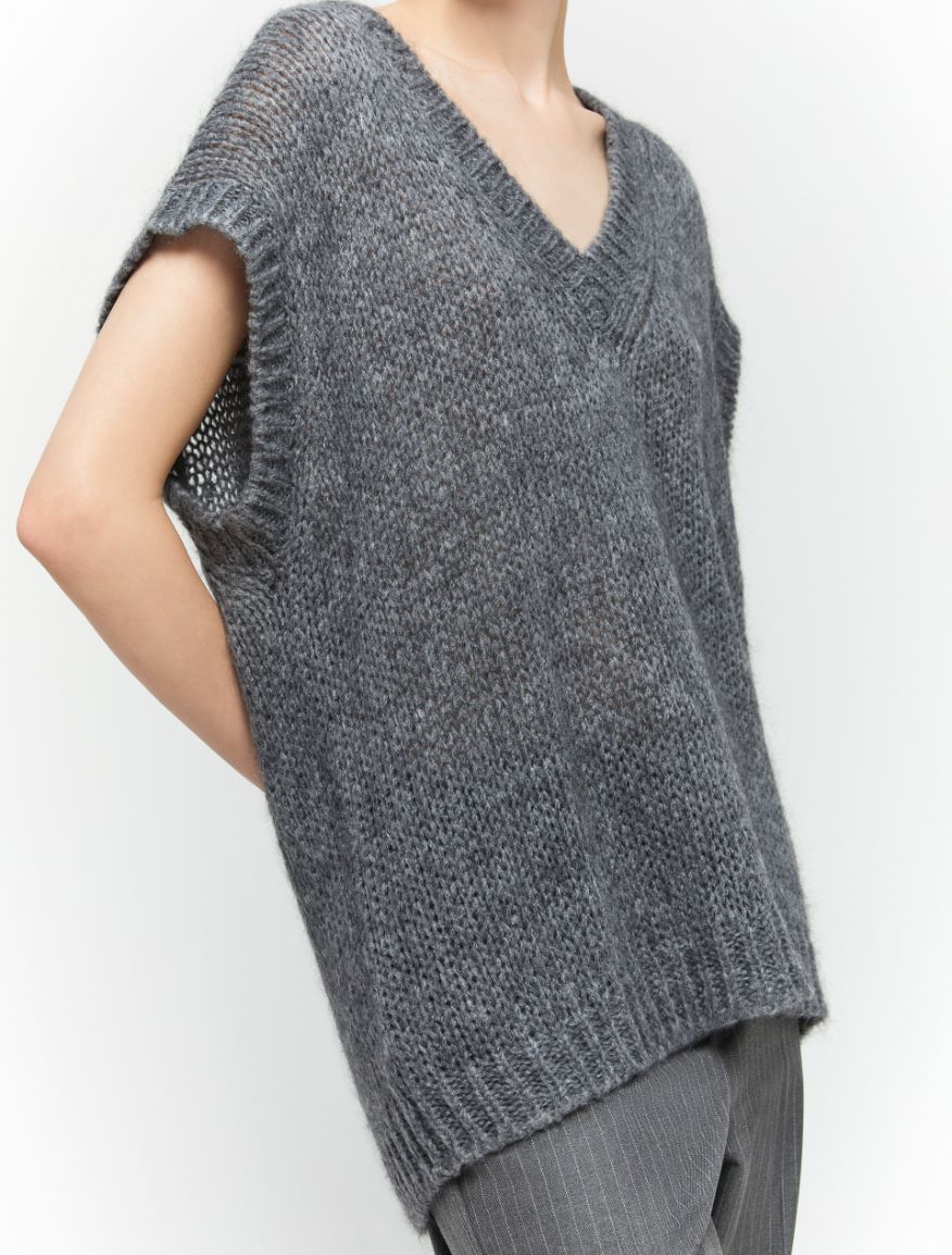 Relaxed-fit sweater - MELANGE DARK GREY - 3 - iBlues