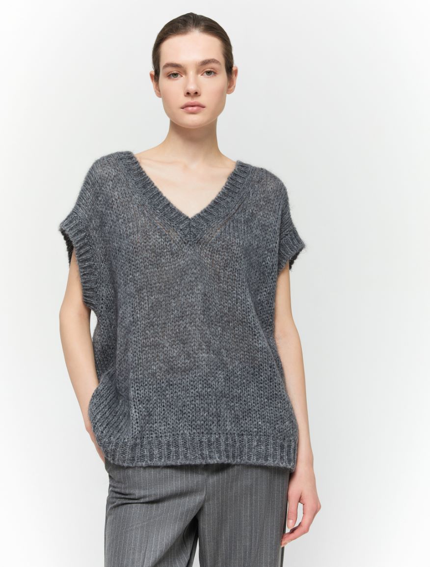 Relaxed-fit sweater - MELANGE DARK GREY - 4 - iBlues