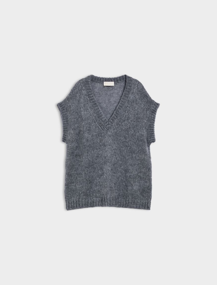 Relaxed-fit sweater - MELANGE DARK GREY - 5 - iBlues