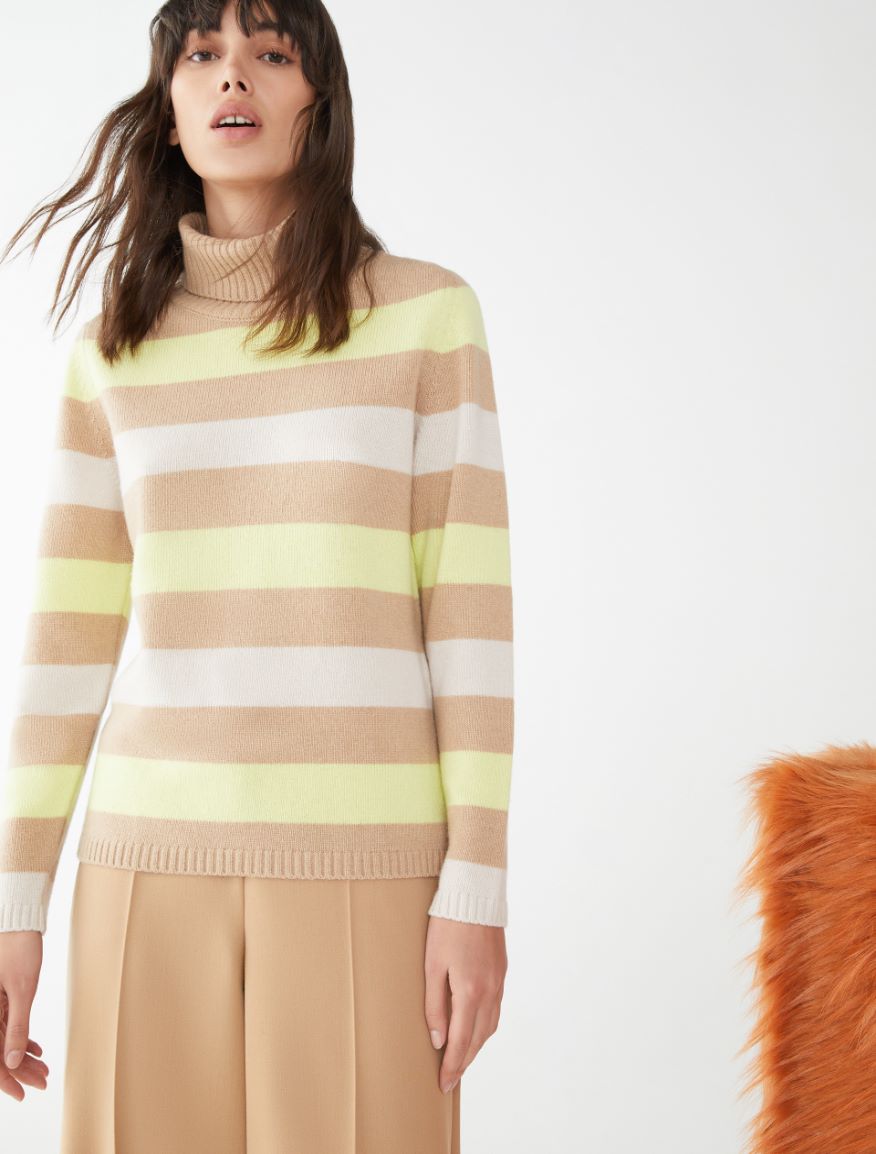 Semi-fitted polo-neck sweater - CAMEL - 4 - iBlues