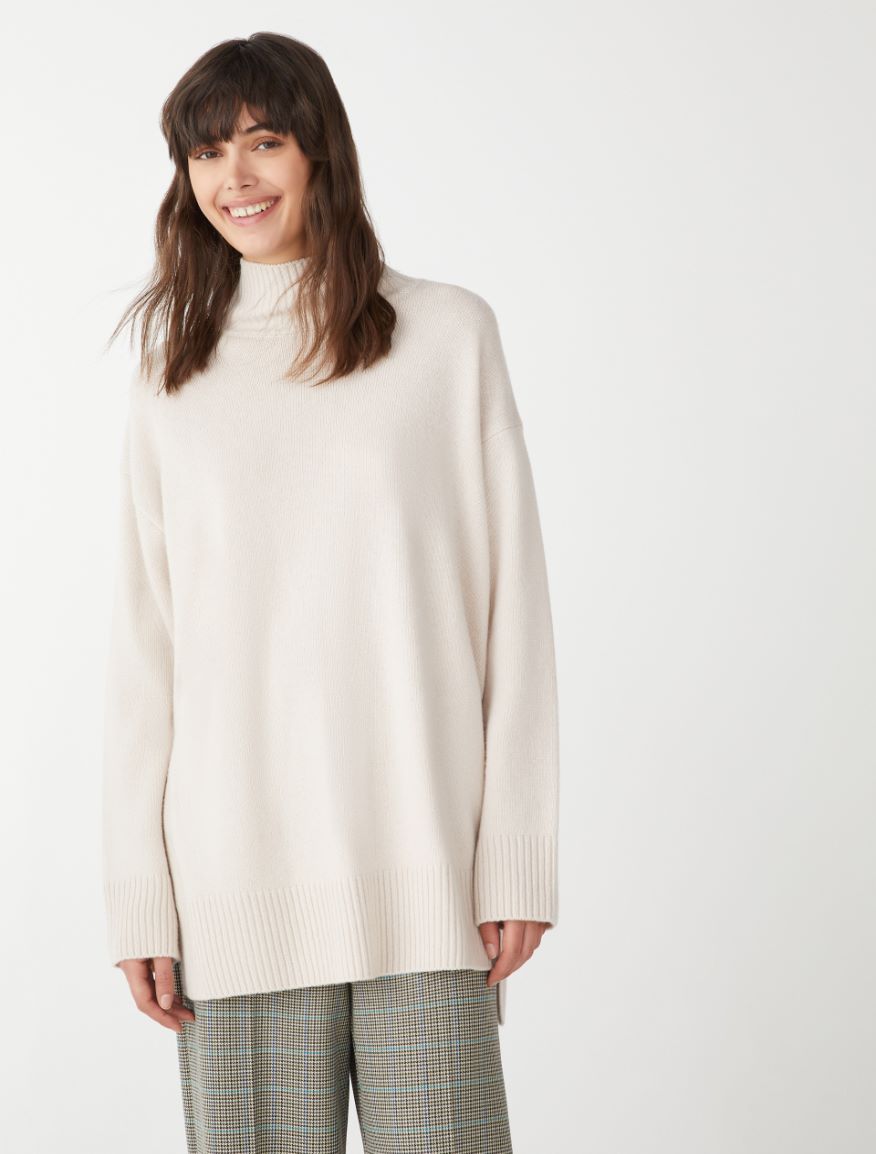 Mock polo-neck sweater - WOOL WHITE - 4 - iBlues