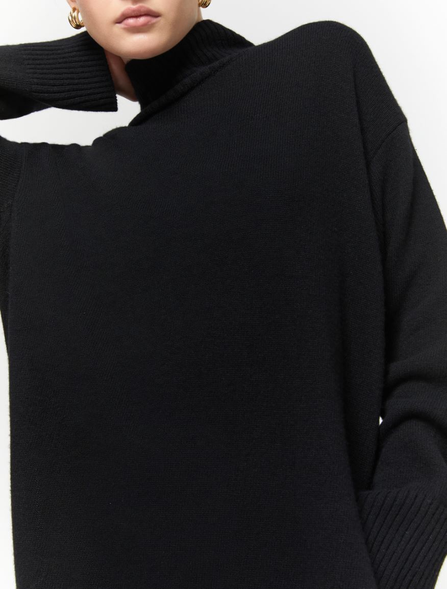 Mock polo-neck sweater - BLACK - iBlues