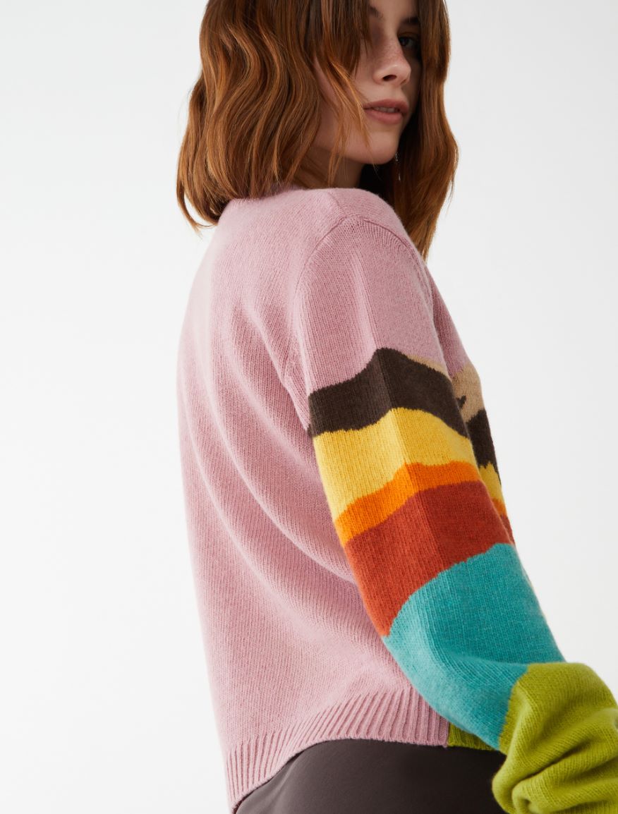 Semi-fitted sweater - PINK - 2 - iBlues