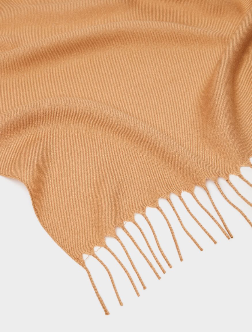 Fringed scarf - CAMEL - 2 - iBlues