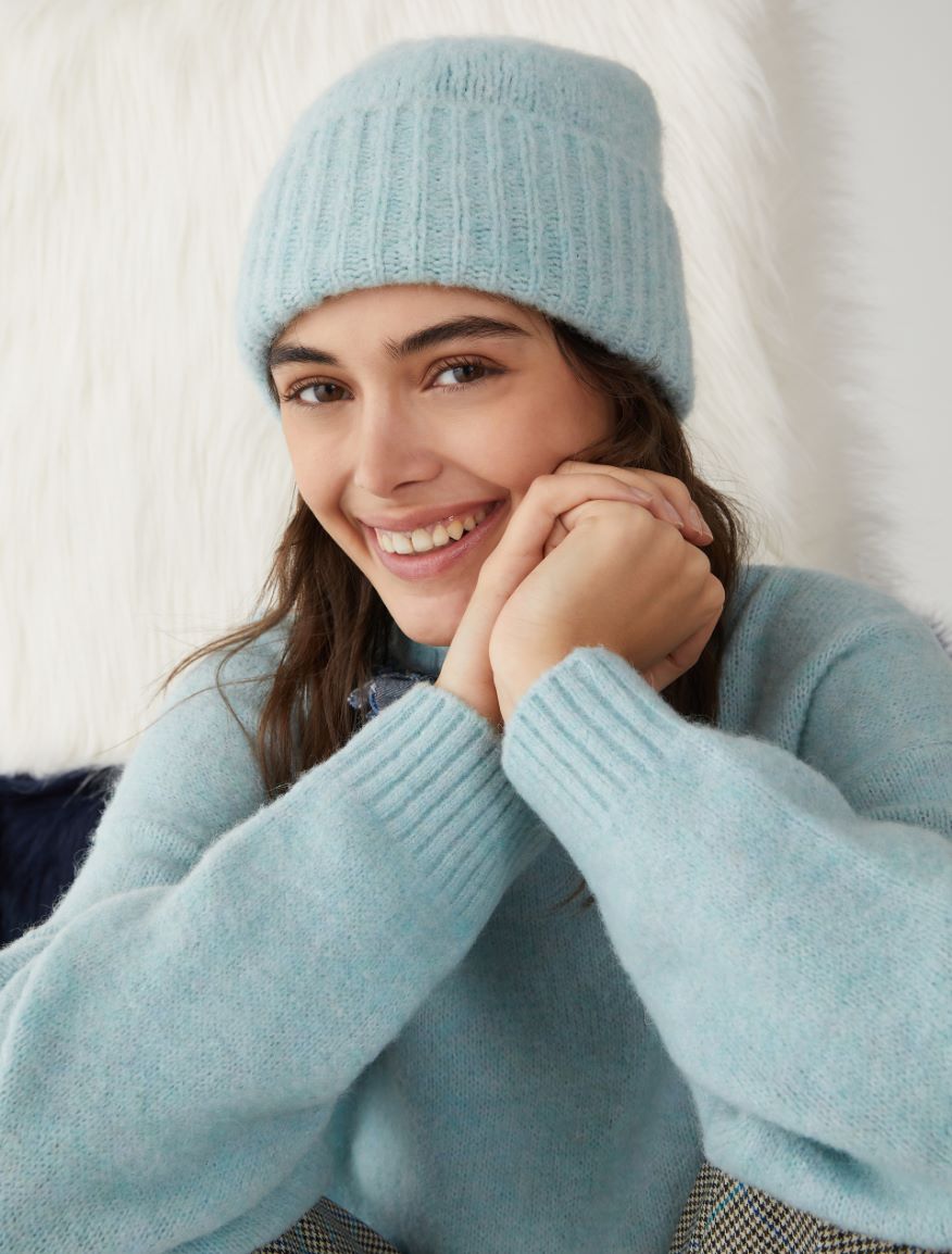 Wool-blend beanie hat - SKY BLUE - 3 - iBlues