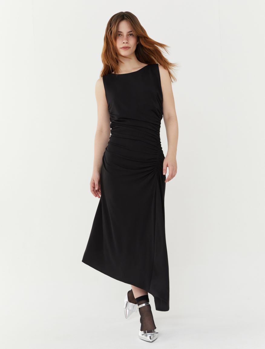 Draped dress - BLACK - 3 - iBlues