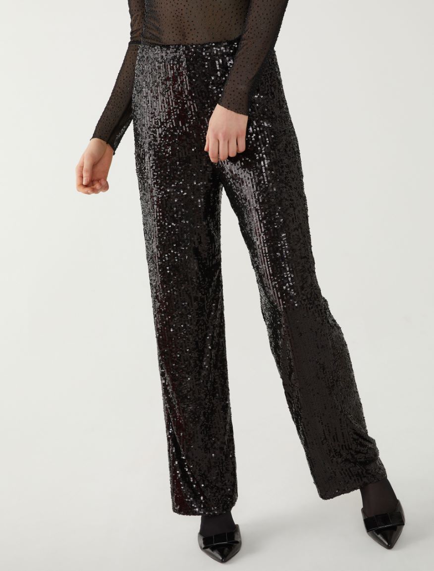 Sequin trousers - BLACK - 4 - iBlues