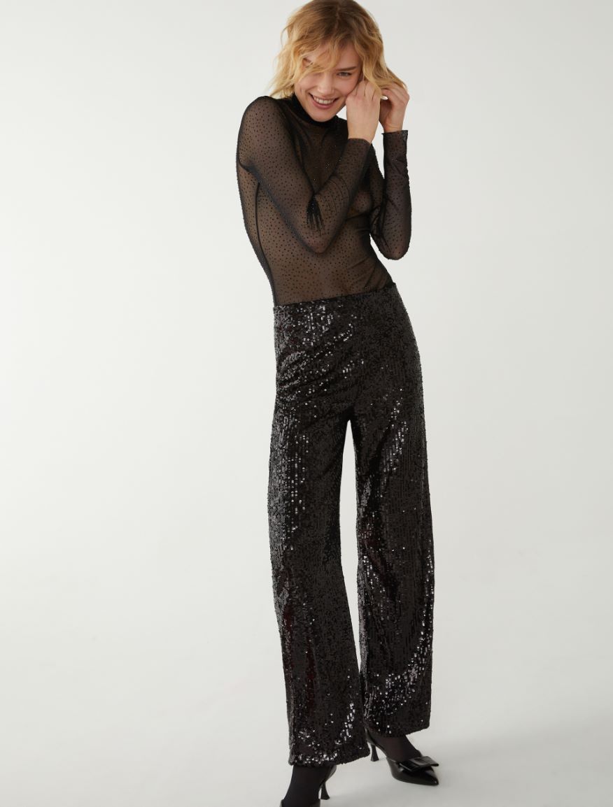 Sequin trousers - BLACK - iBlues