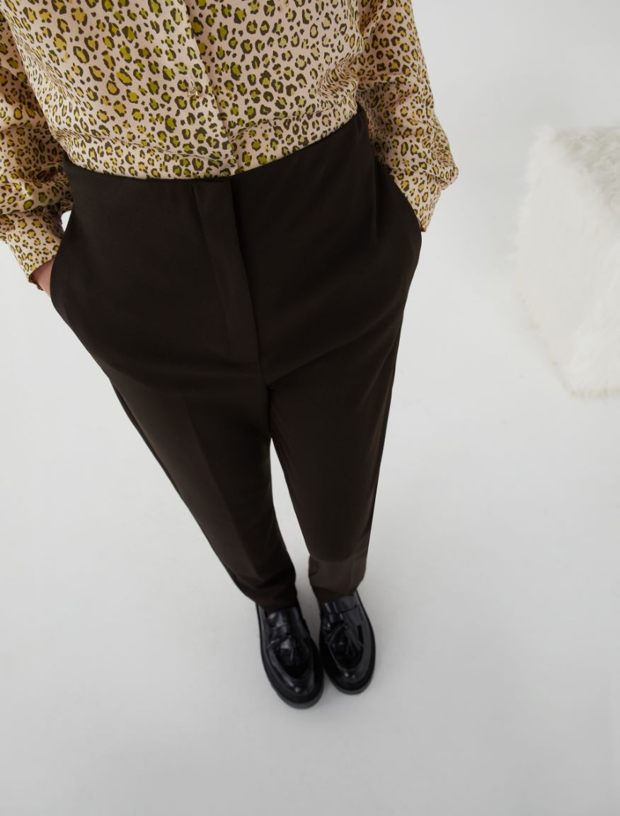 Semi-fitted trousers - BROWN - 3 - iBlues