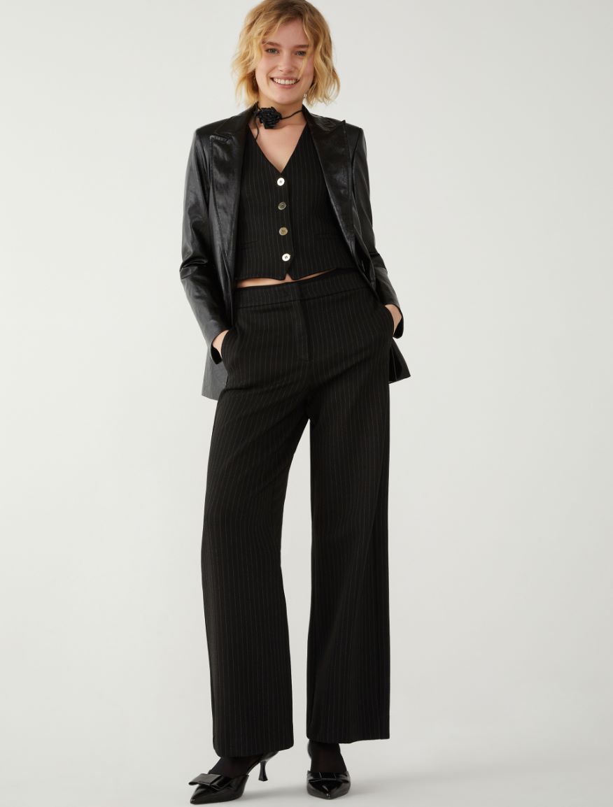 Wide-leg trousers - BLACK - iBlues