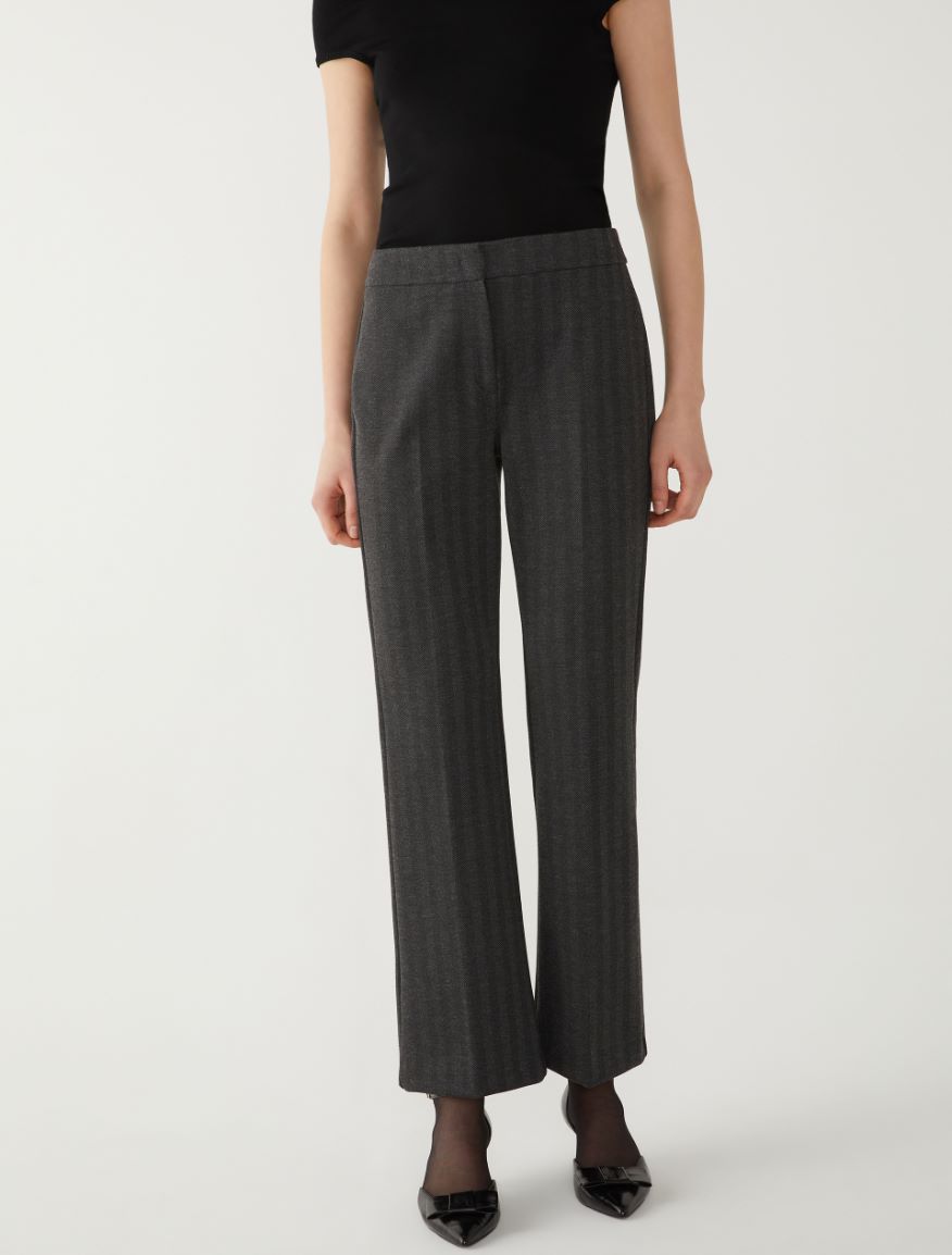 Flared trousers - MELANGE DARK GREY - 4 - iBlues