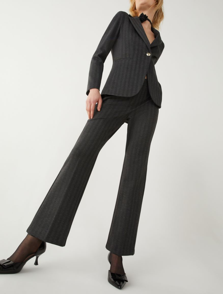 Flared trousers - MELANGE DARK GREY - iBlues