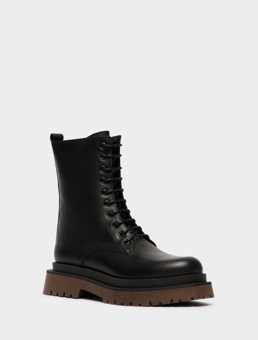 Leather combat boots - BLACK - 2 - iBlues