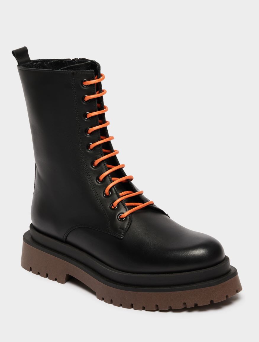 Leather combat boots - BLACK - 4 - iBlues