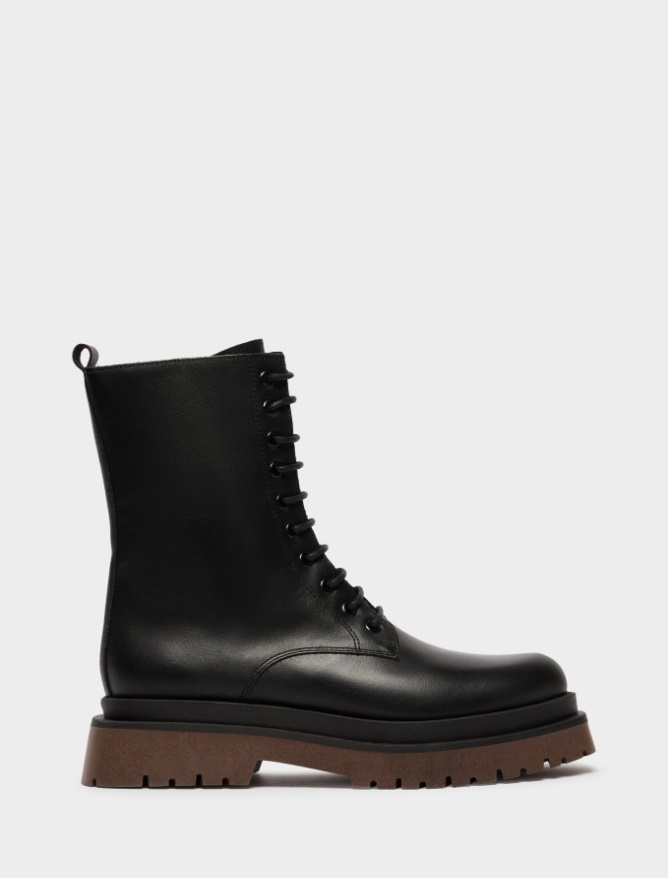 Leather combat boots - BLACK - iBlues