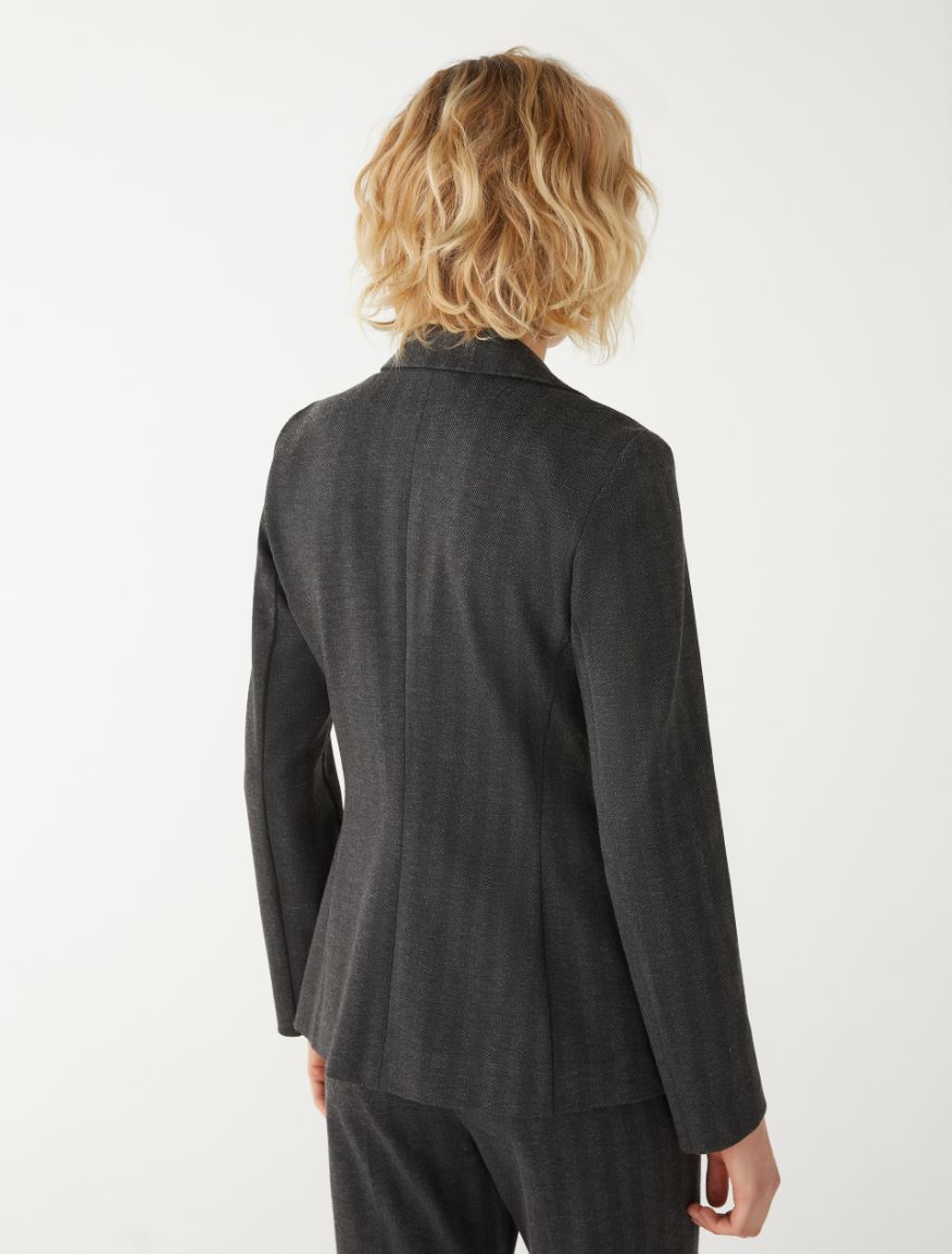 Semi-fitted blazer - MELANGE DARK GREY - 2 - iBlues