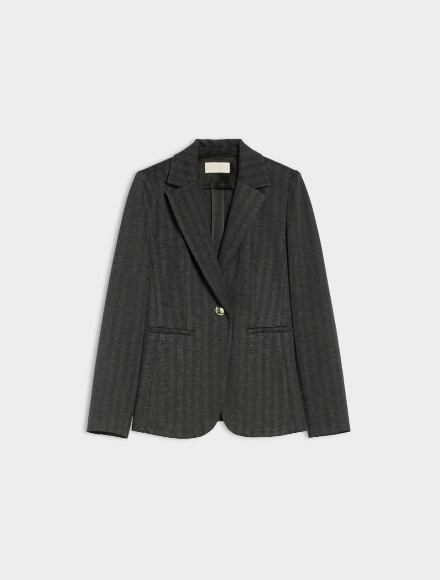 Semi-fitted blazer - MELANGE DARK GREY - 5 - iBlues