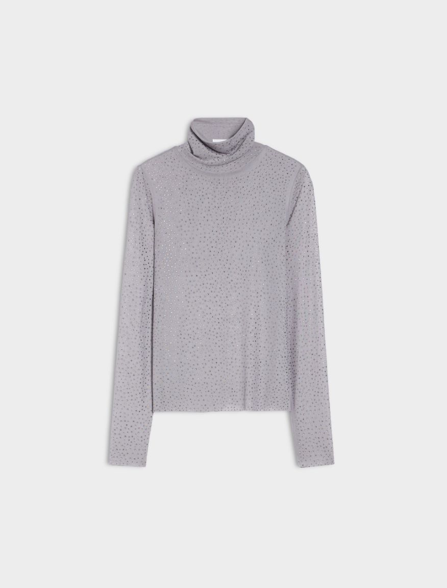 Tulle polo-neck sweater - LIGHT GREY - 5 - iBlues