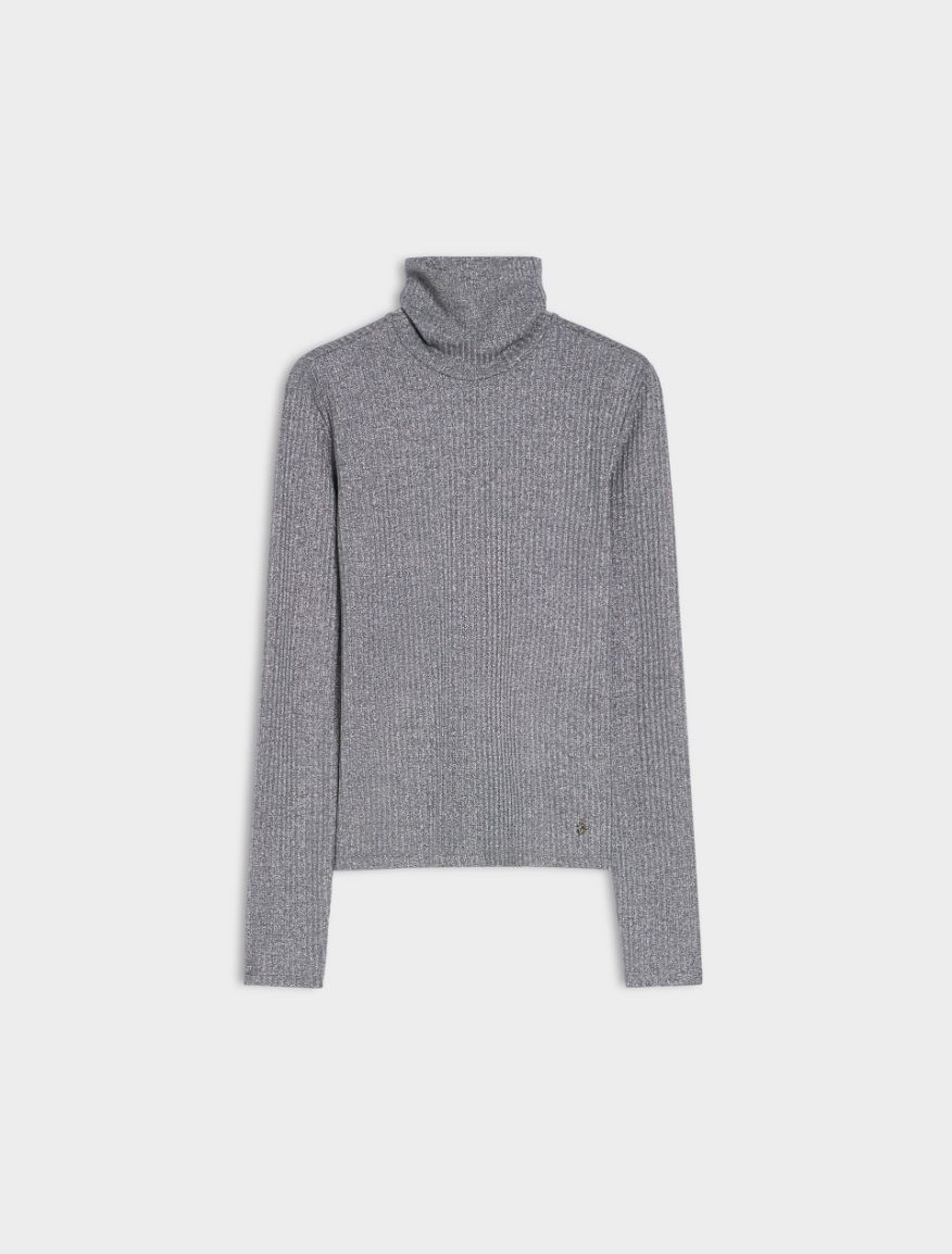 Semi-fitted polo-neck sweater - SILVER - 5 - iBlues