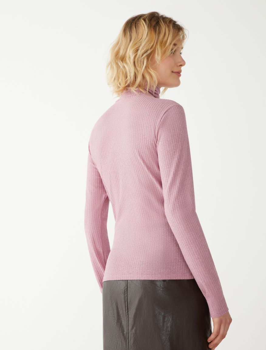 Semi-fitted polo-neck sweater - PINK - 2 - iBlues