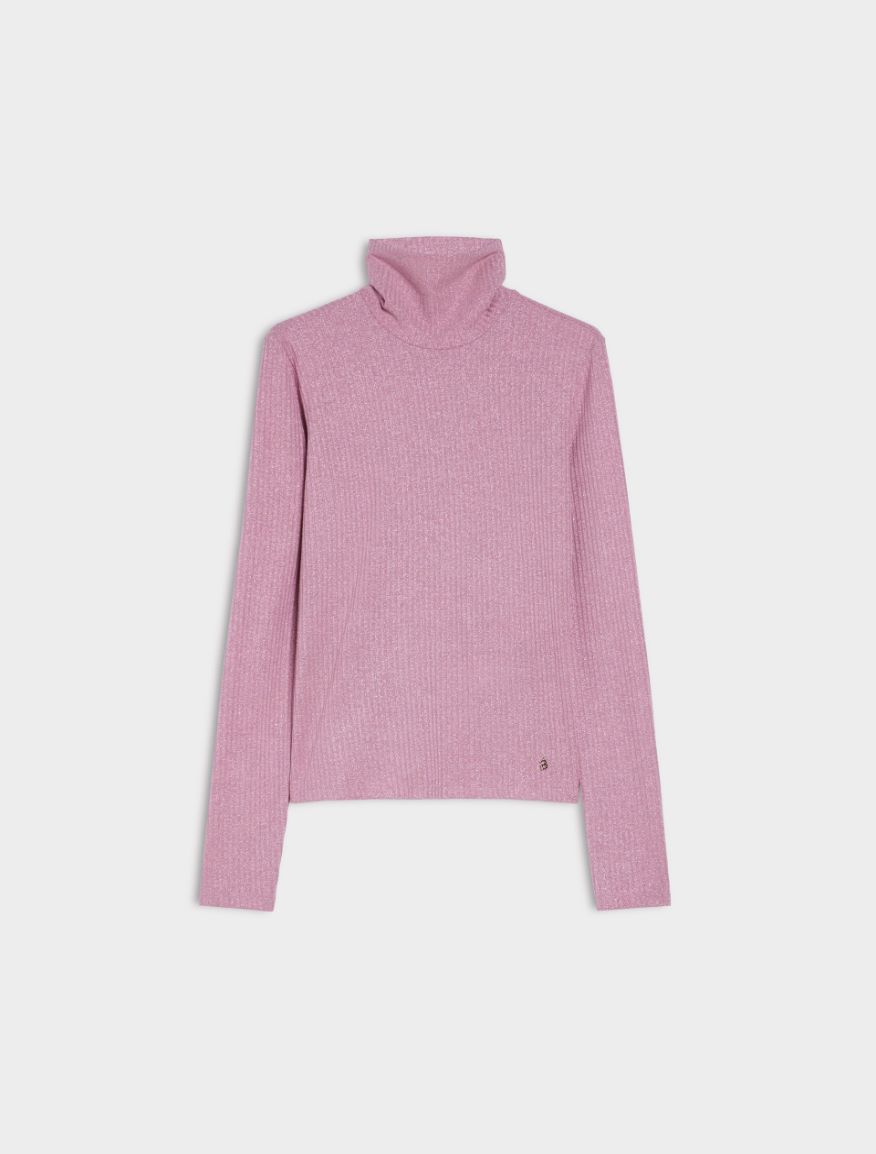 Semi-fitted polo-neck sweater - PINK - 5 - iBlues