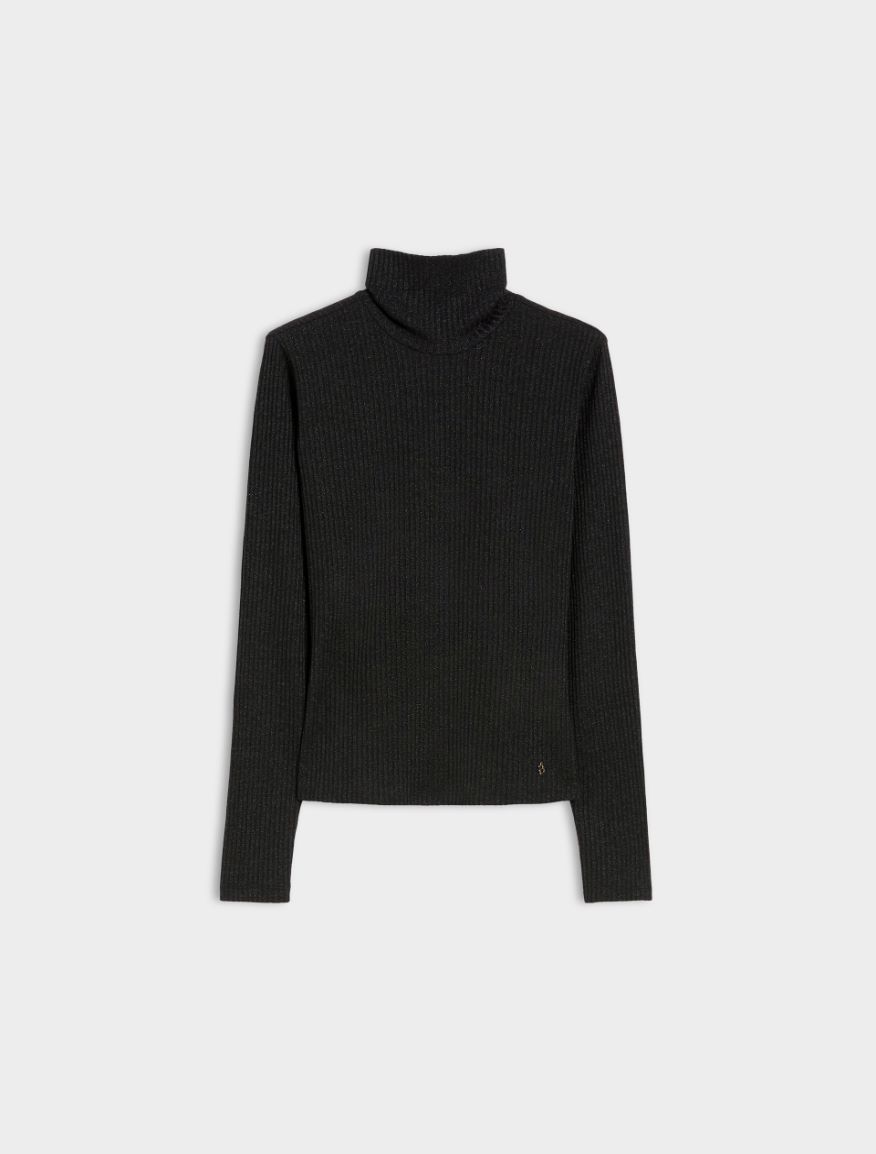 Semi-fitted polo-neck sweater - BLACK - 5 - iBlues