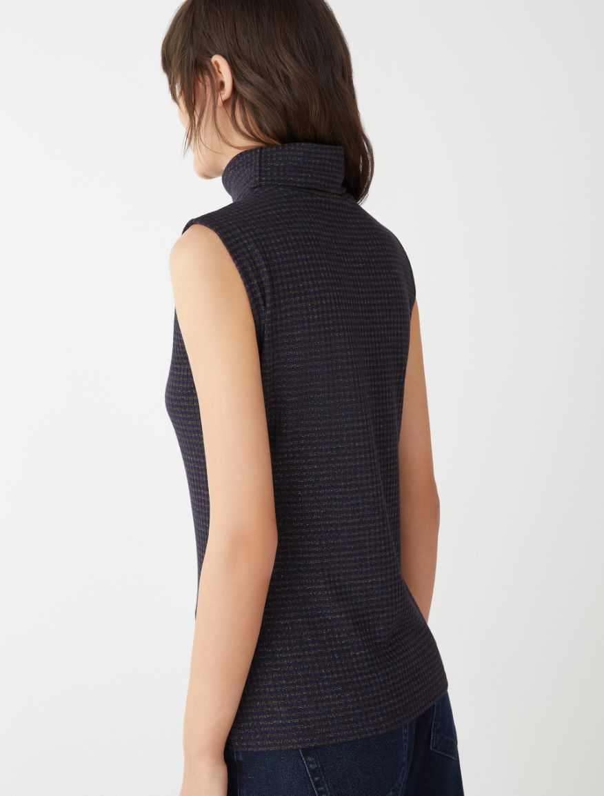 Semi-fitted polo-neck sweater - NAVY - 2 - iBlues