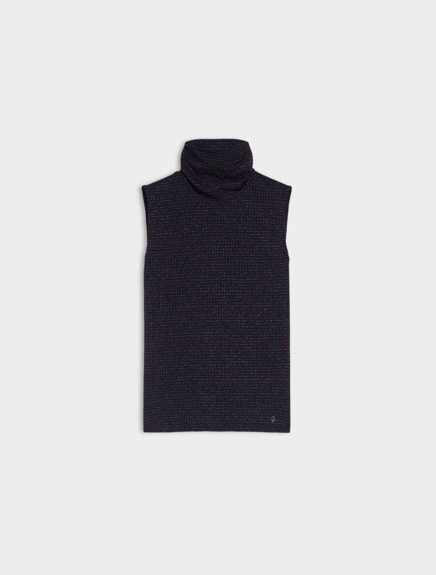 Semi-fitted polo-neck sweater - NAVY - 5 - iBlues