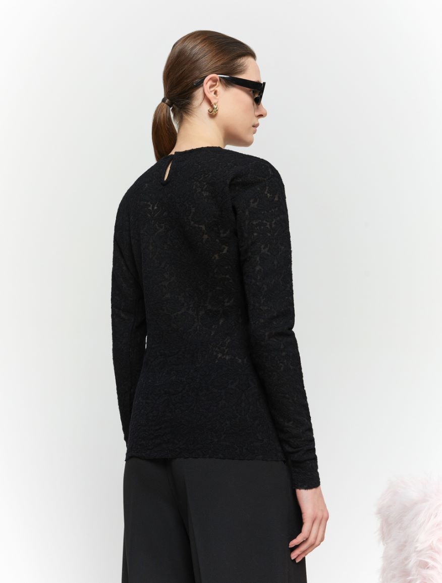 Lace T-shirt - BLACK - 2 - iBlues