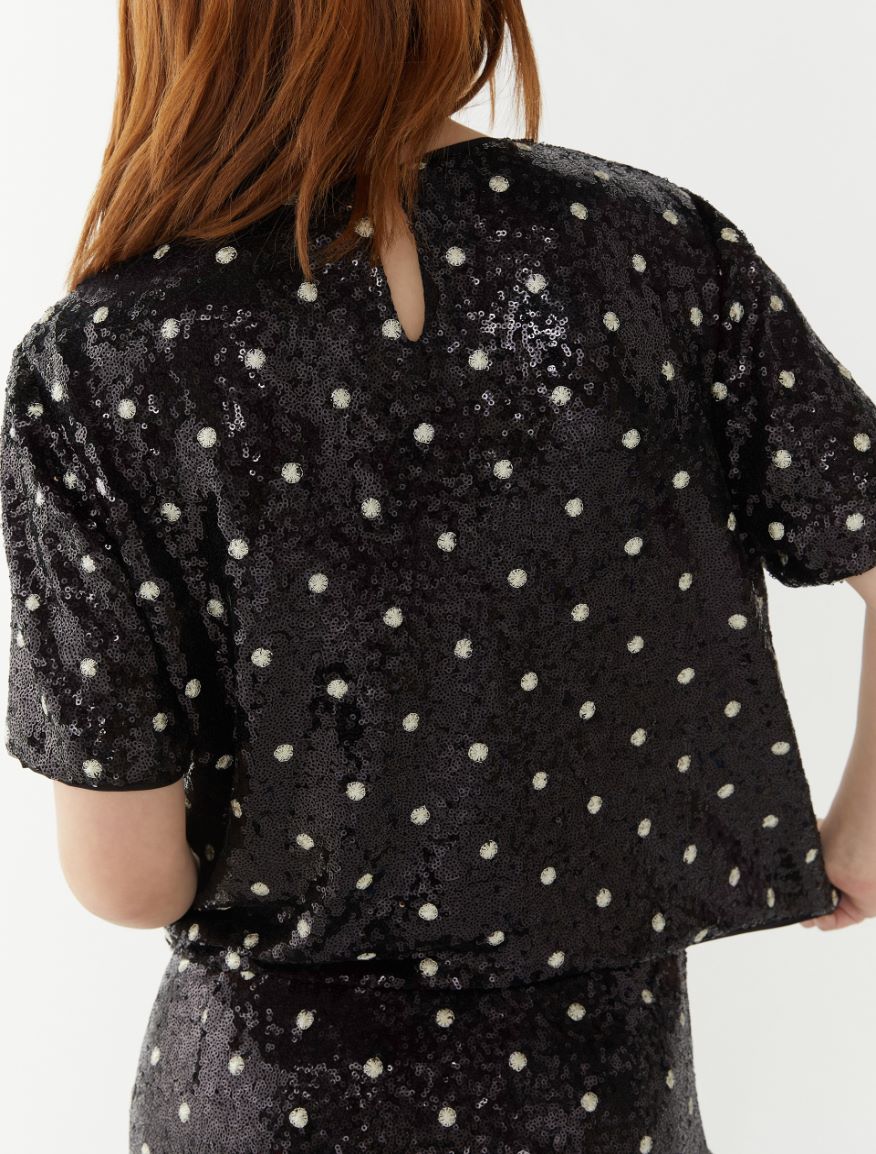 Sequin T-shirt - BLACK - 2 - iBlues