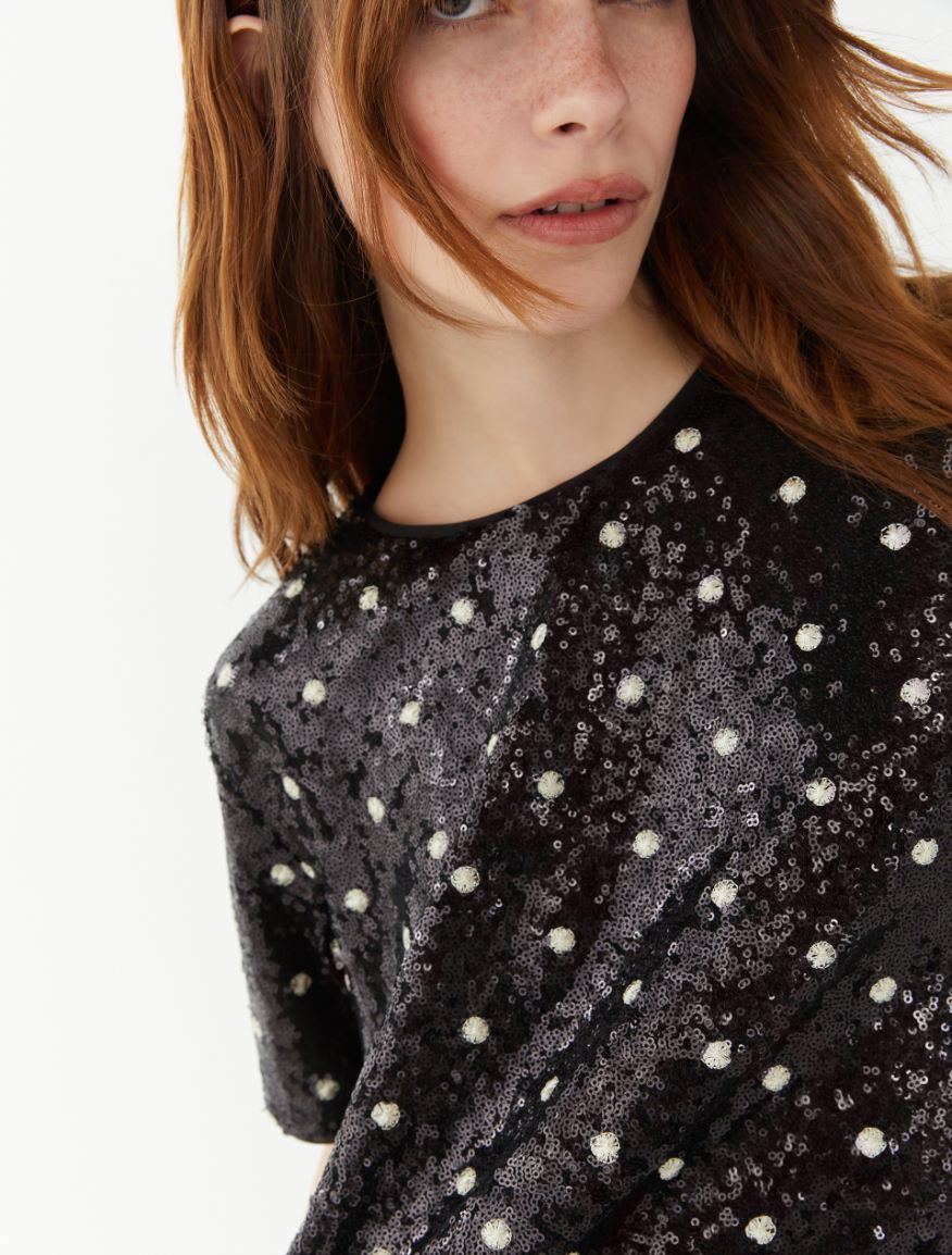 Sequin T-shirt - BLACK - 4 - iBlues